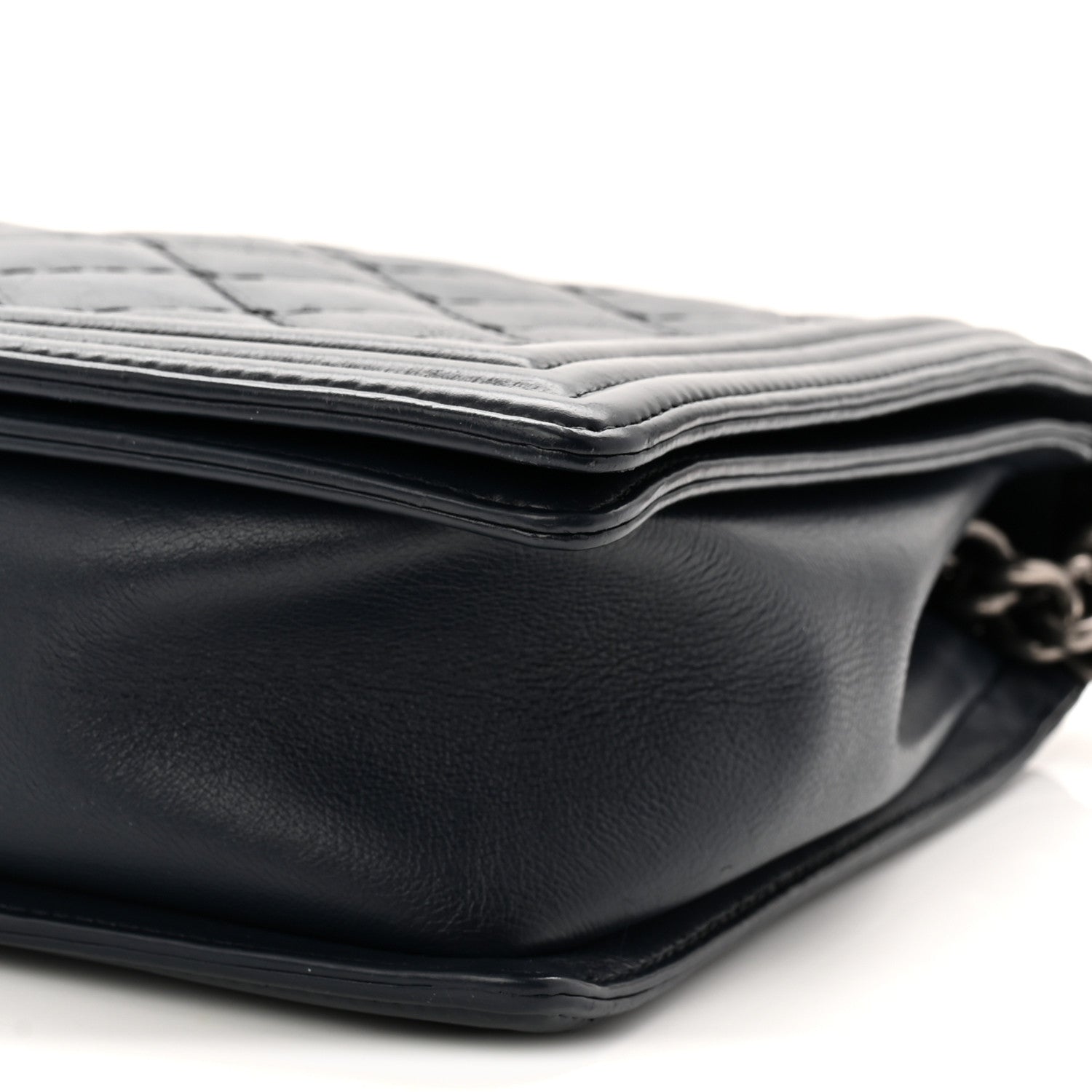 Chanel Calfskin Double Stitch Large Boy Flap Navy Blue
