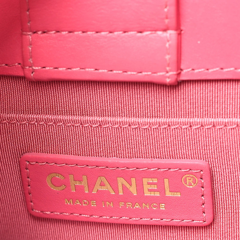 Chanel Calfskin Quilted Small CC Chain Accordion Tote Pink