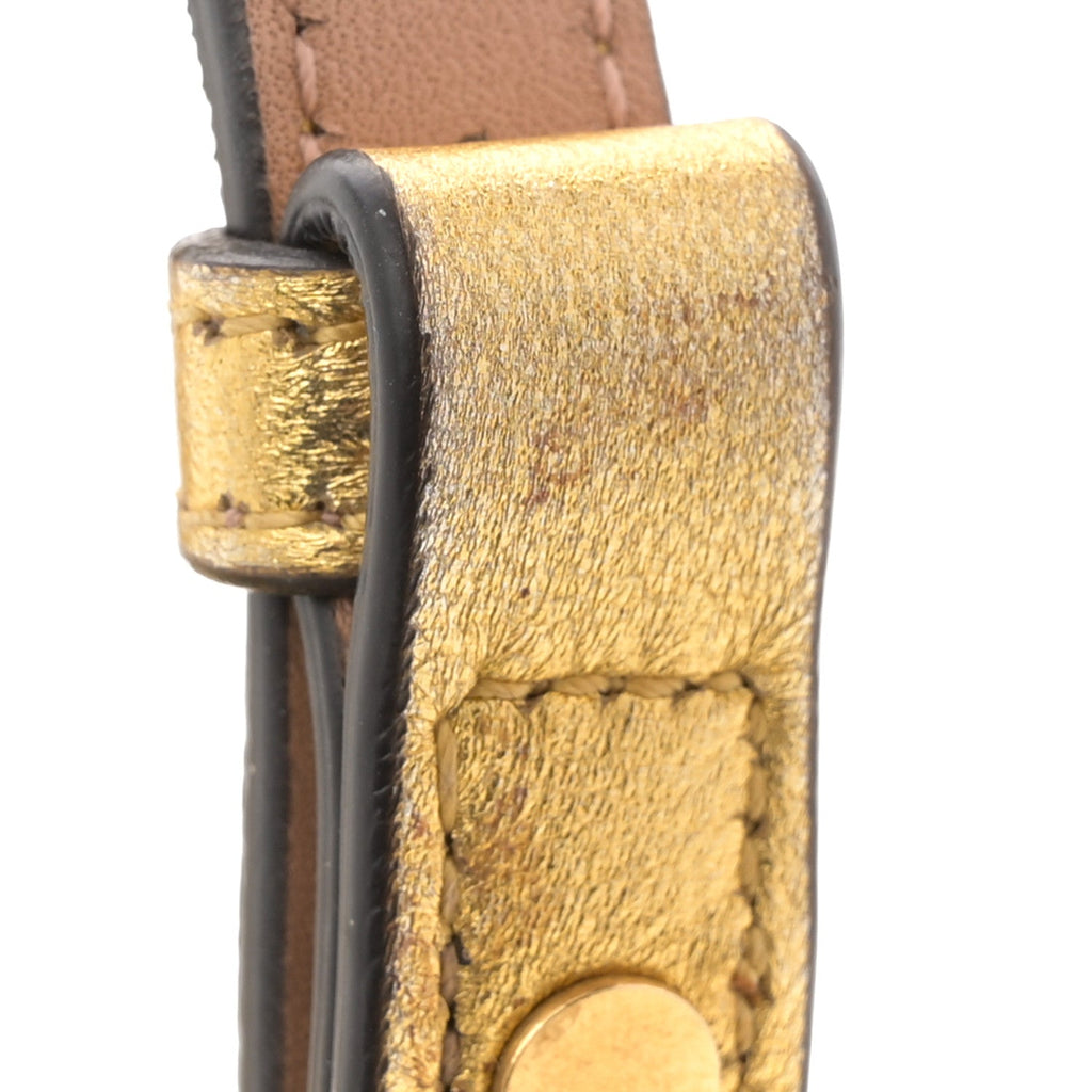 Gucci Metallic Calfskin Matelasse Studded Small Pearly GG Marmont Chain Shoulder Bag Gold