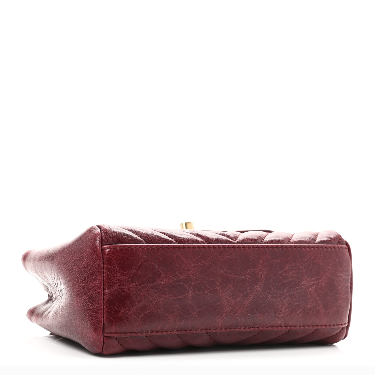 Chanel Glazed Calfskin Chevron Quilted Small Hampton Flap Burgundy