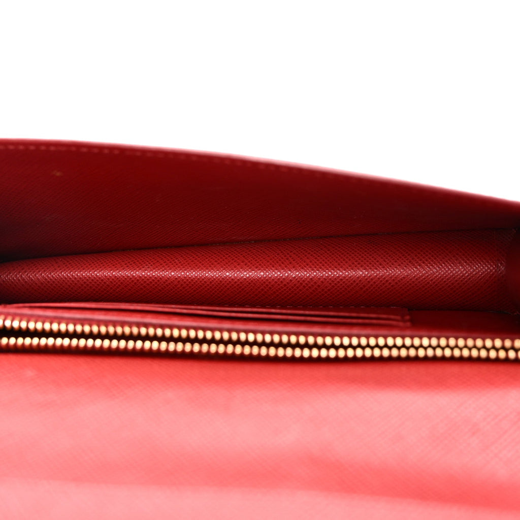 Prada Saffiano Metal Oro Mini Bag Fuoco