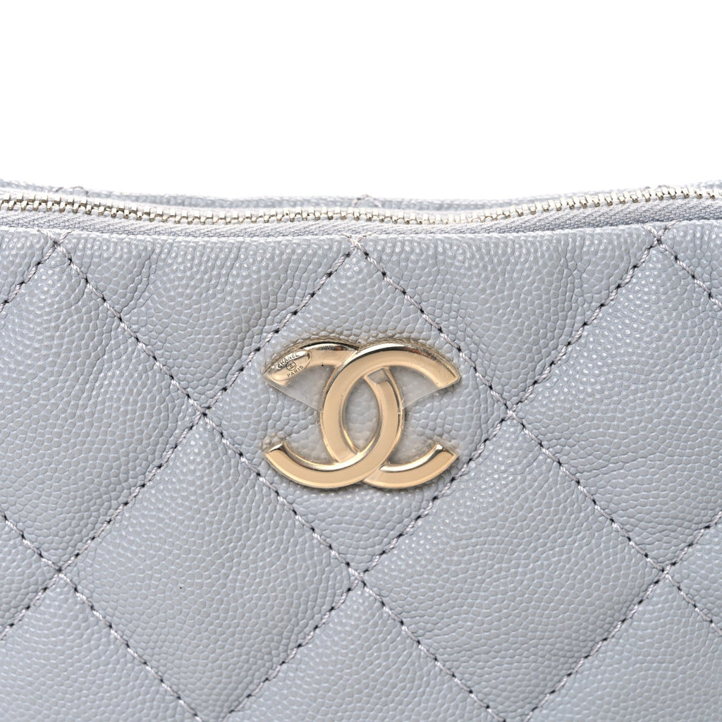 Chanel Caviar Quilted Daylight Hobo Grey