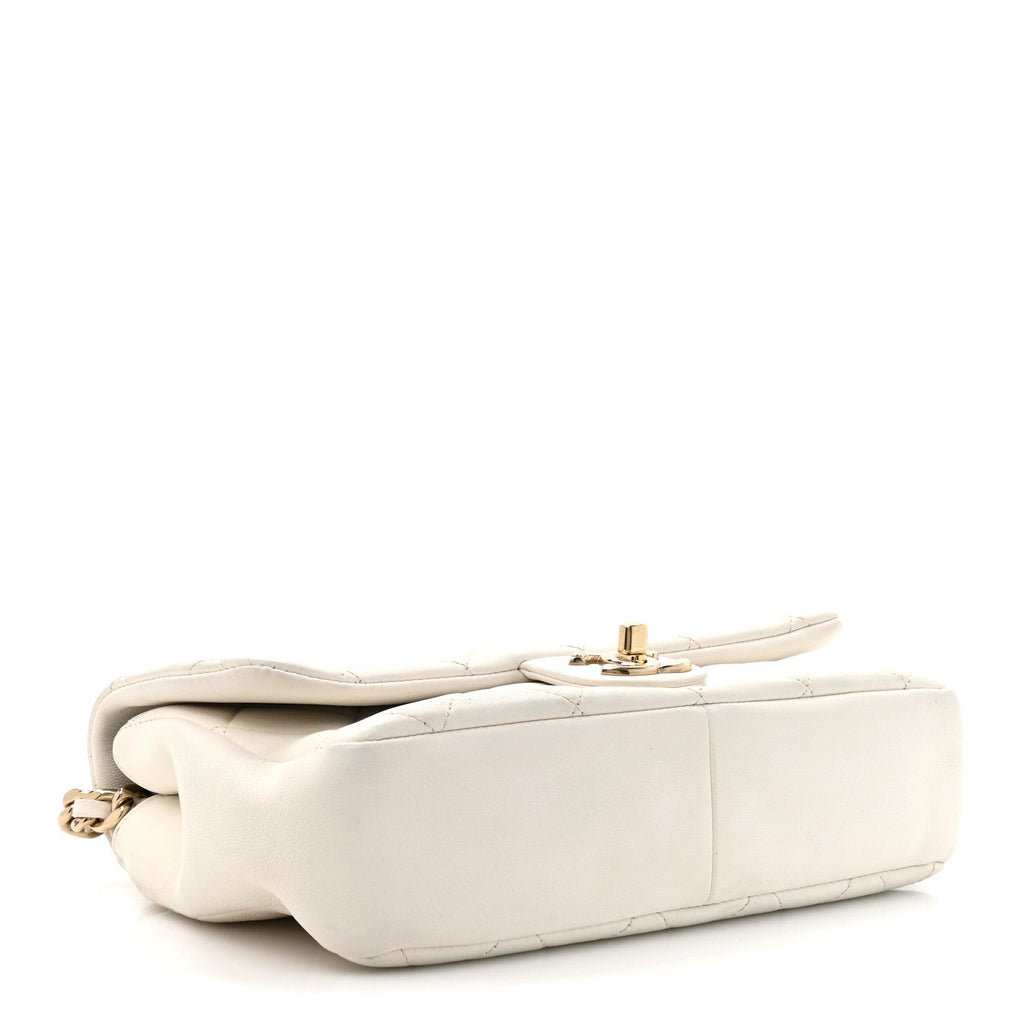 Chanel Lambskin Quilted Resin Bi-Color Chain Flap Bag White