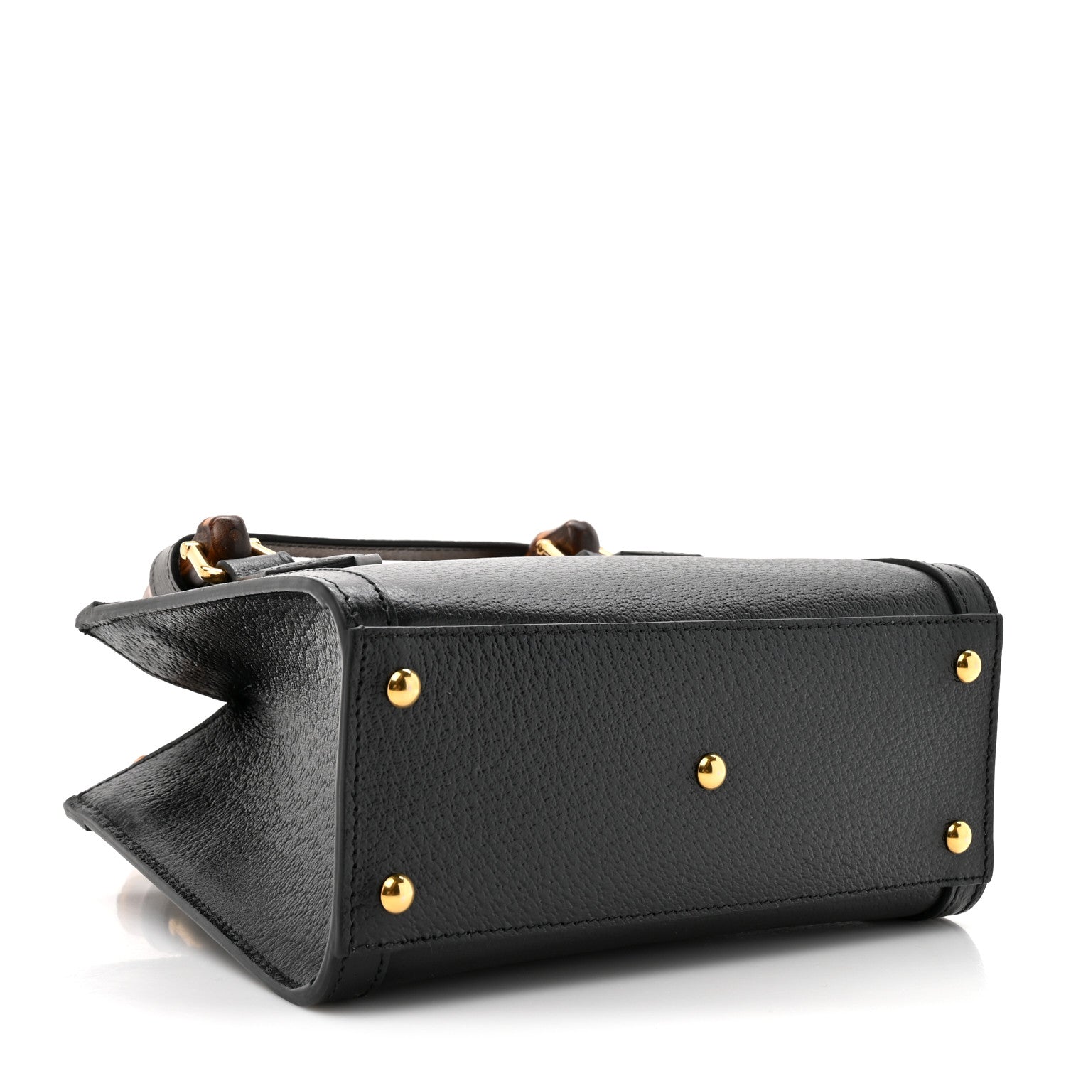 Gucci Textured Dollar Calfskin Web Mini Diana Tote Bag Black