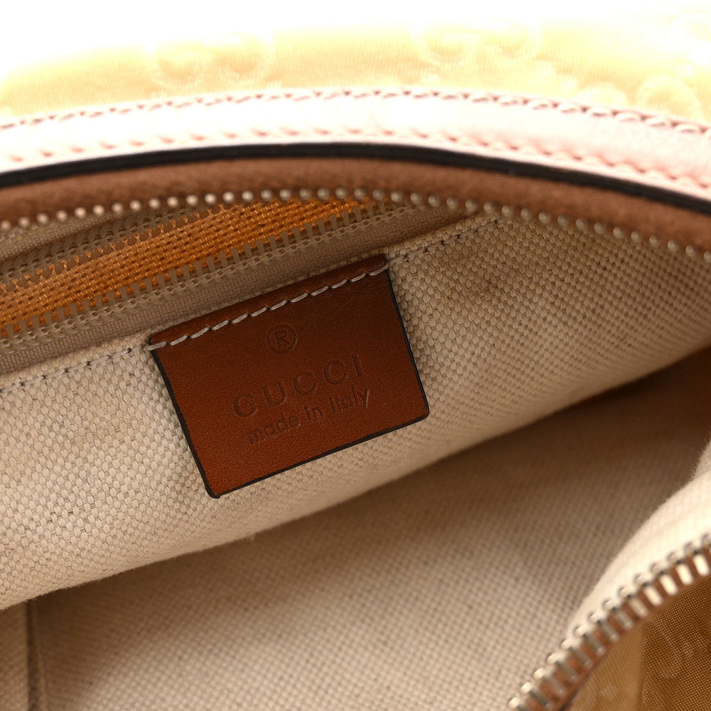 Gucci Nylon Monogram Web Medium Half Moon Hobo  Beige