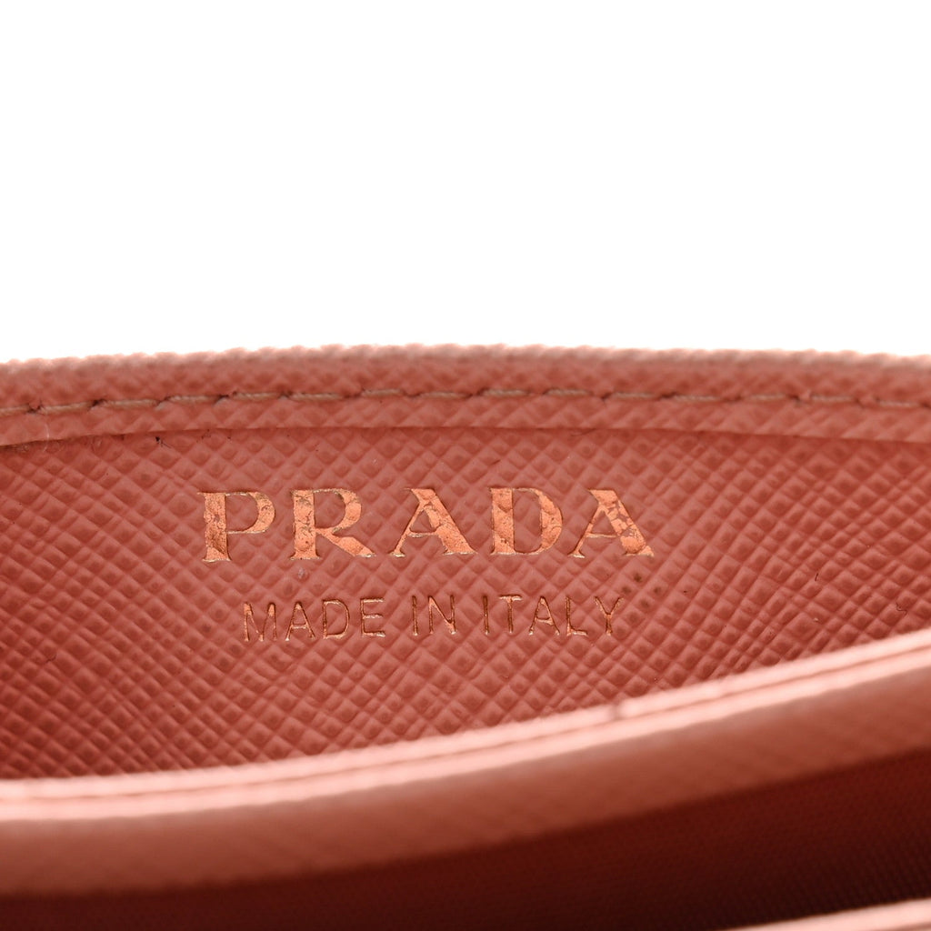 Prada Saffiano Metal Gusseted Card Holder Orchidea