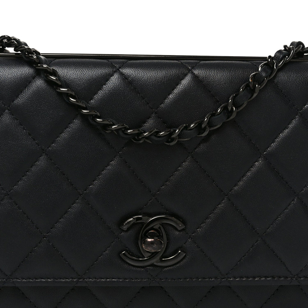 Chanel Lambskin Quilted Trendy CC Wallet On Chain WOC So Black
