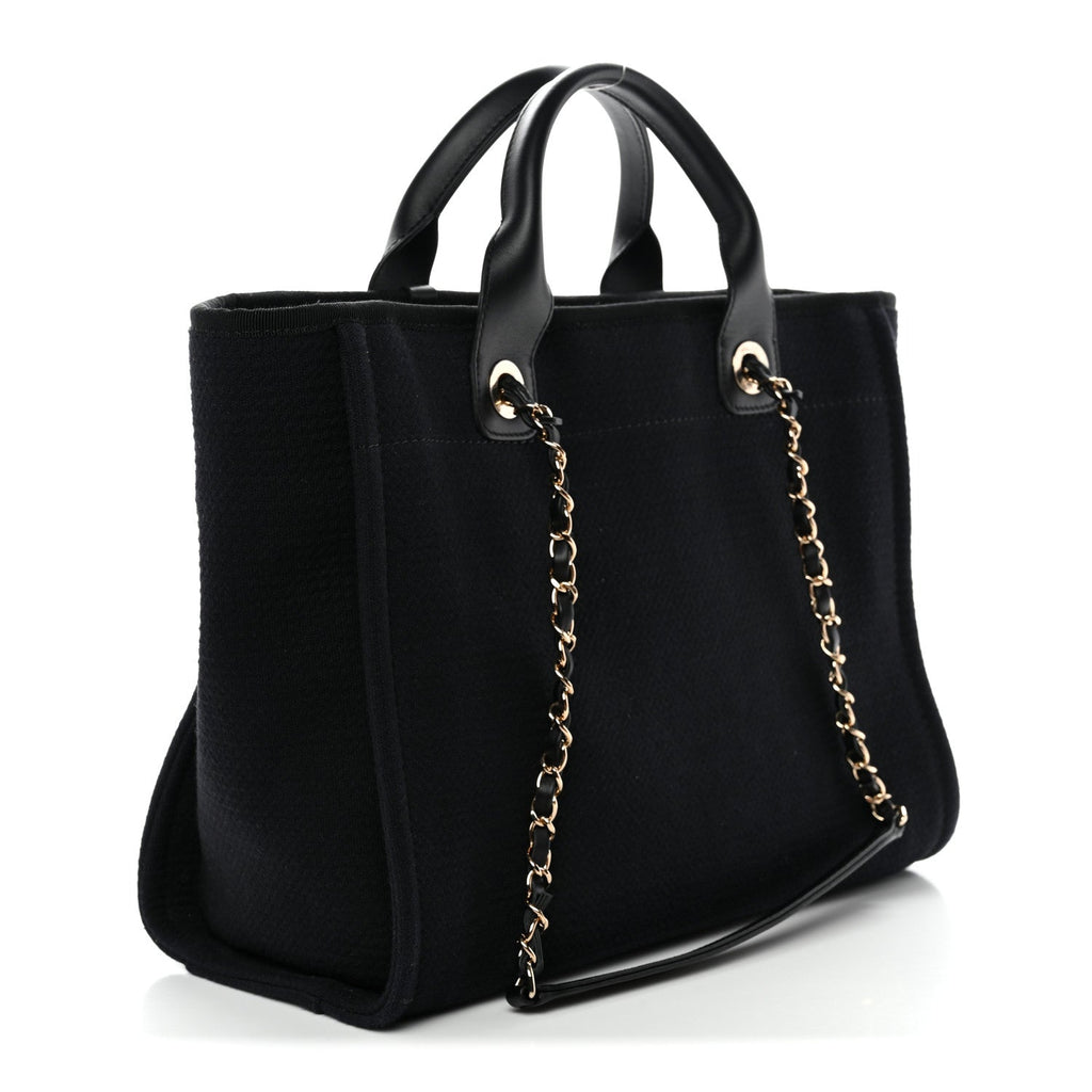 Chanel Mixed Fibers Small Deauville Tote Black