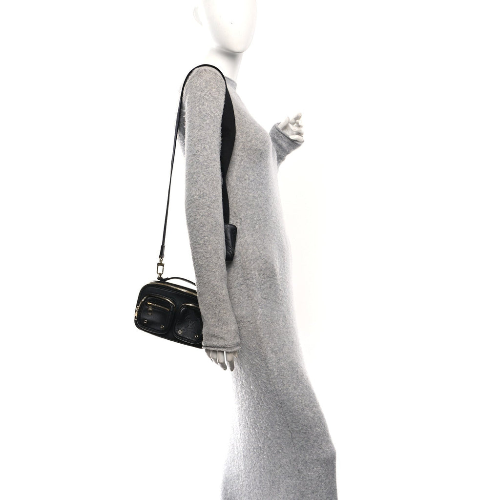 Louis Vuitton Calfskin Monogram Embossed Utility Crossbody Black
