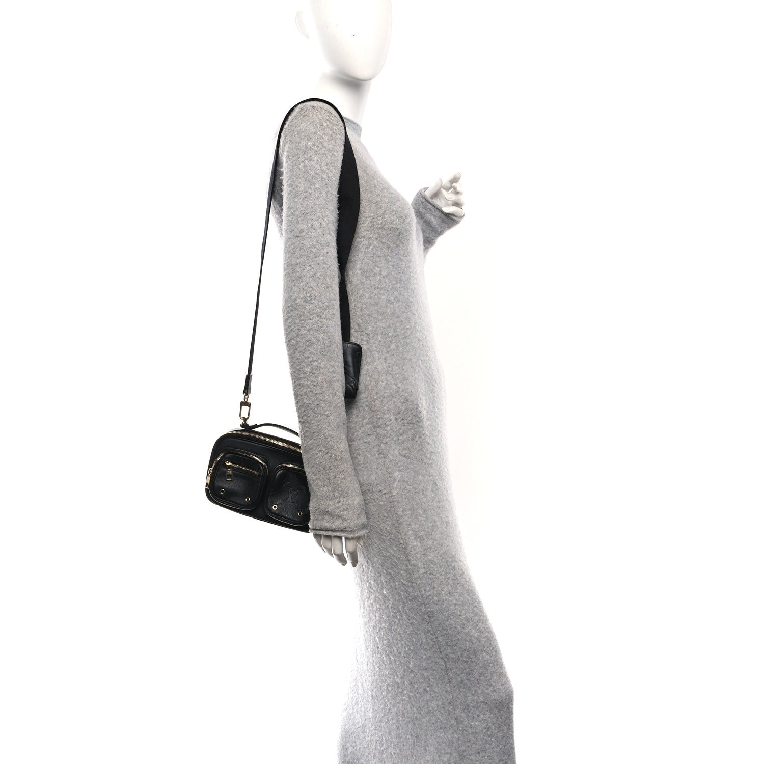 Louis Vuitton Calfskin Monogram Embossed Utility Crossbody Black