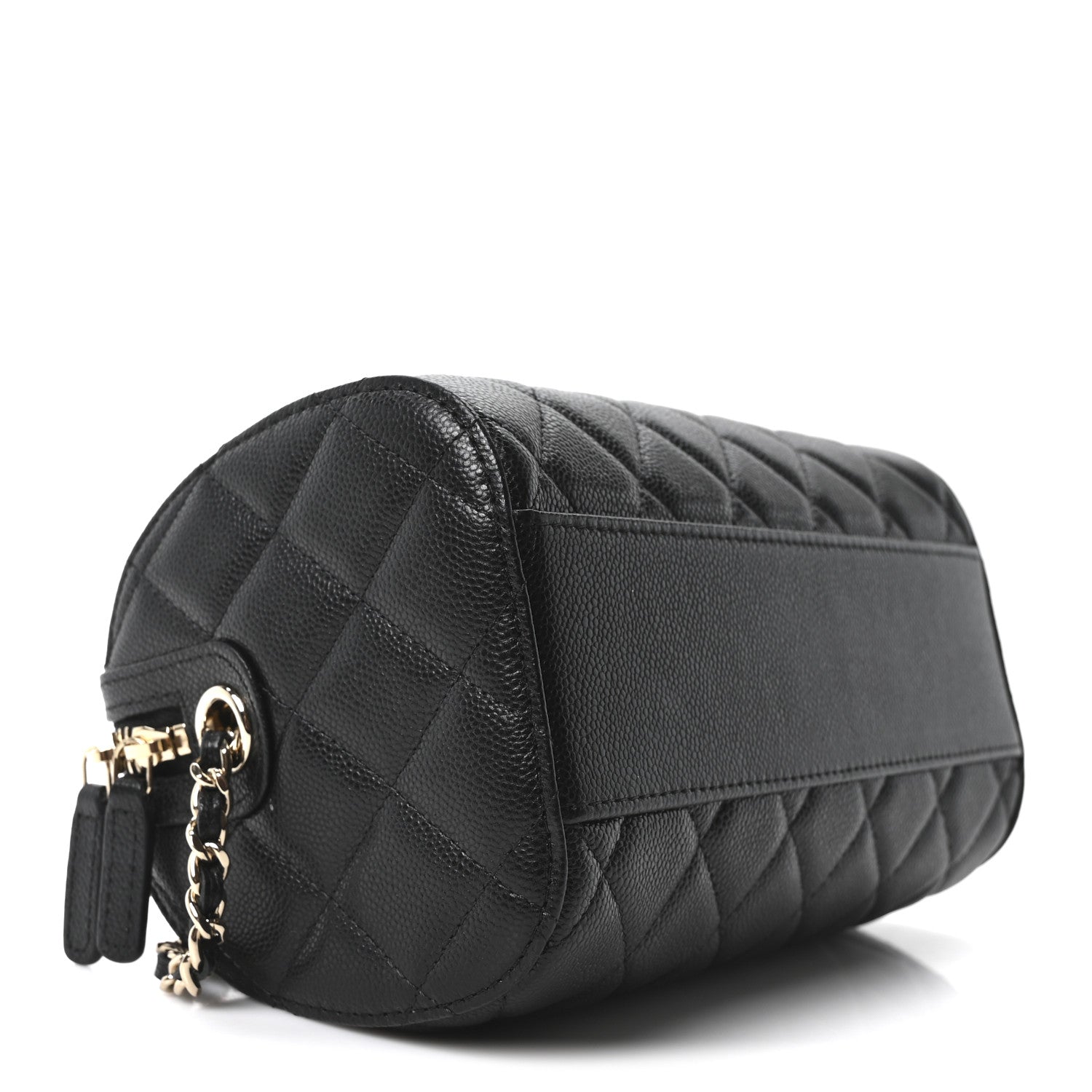 Chanel Caviar Quilted Barrel Purse With Chain  Black
