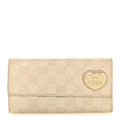 Gucci Shangai Calfskin Lovely Heart Continental Wallet Off White