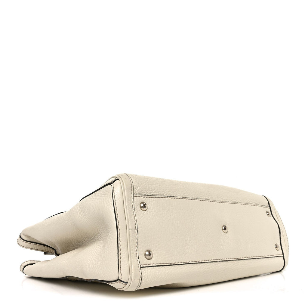 Gucci Pebbled Calfskin Medium Bella Tote Off White