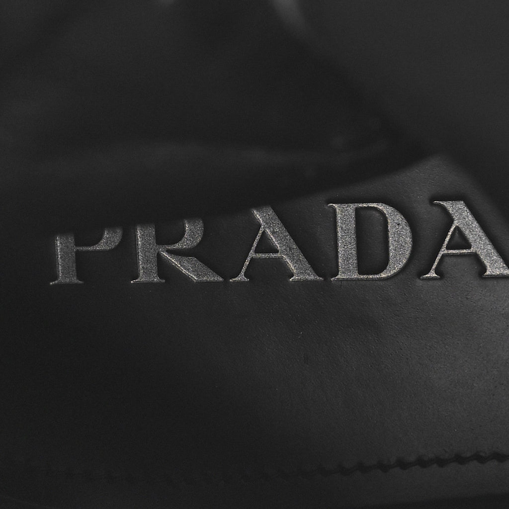 Prada Spazzolato Rois Re-Nylon Metal Triangle Logo Monolith Pouch Pocket 55mm Boots 38 Black