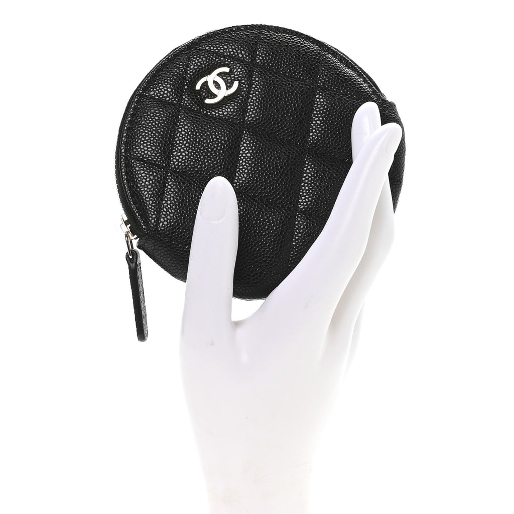 Caviar Quilted Zip Around Classic Coin Purse Black