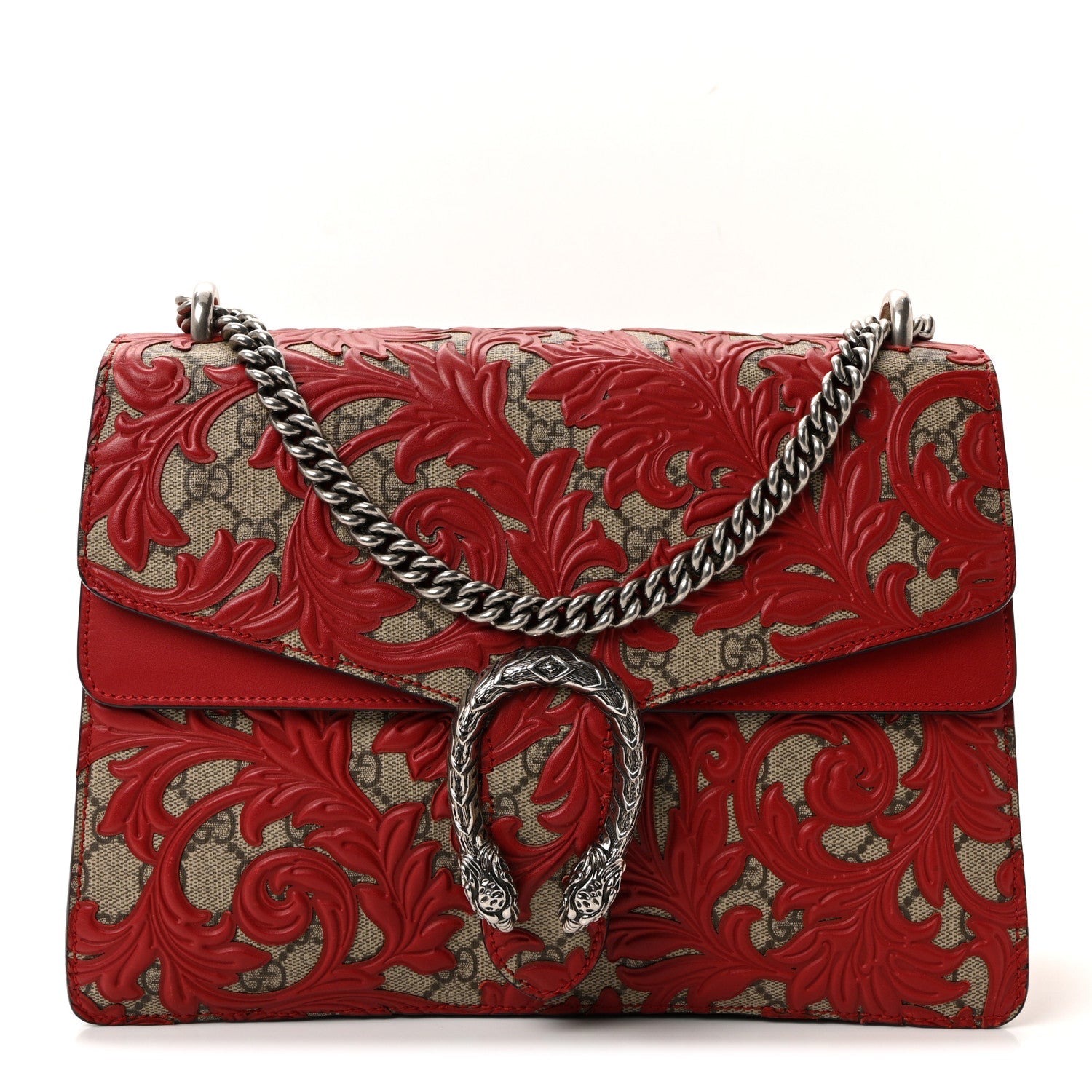 Gucci GG Supreme Monogram Arabesque Medium Dionysus Shoulder Bag Hibiscus Red
