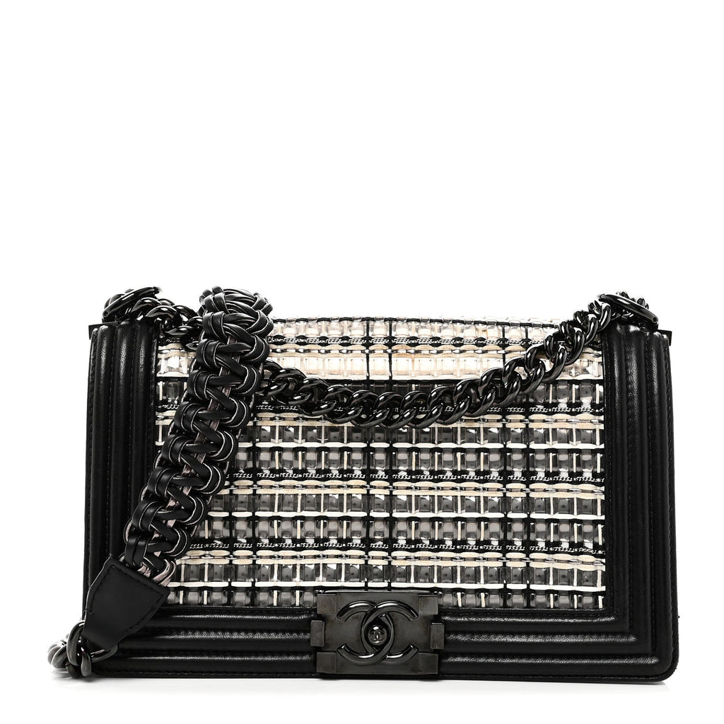 Chanel PVC Thread Woven Medium Boy Flap Black