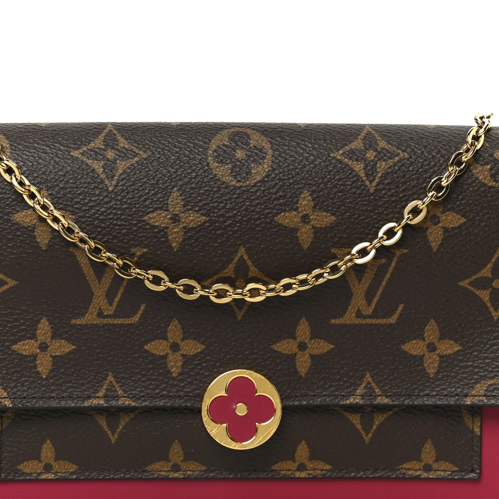 Louis Vuitton Monogram Flore Chain Wallet Fuchsia