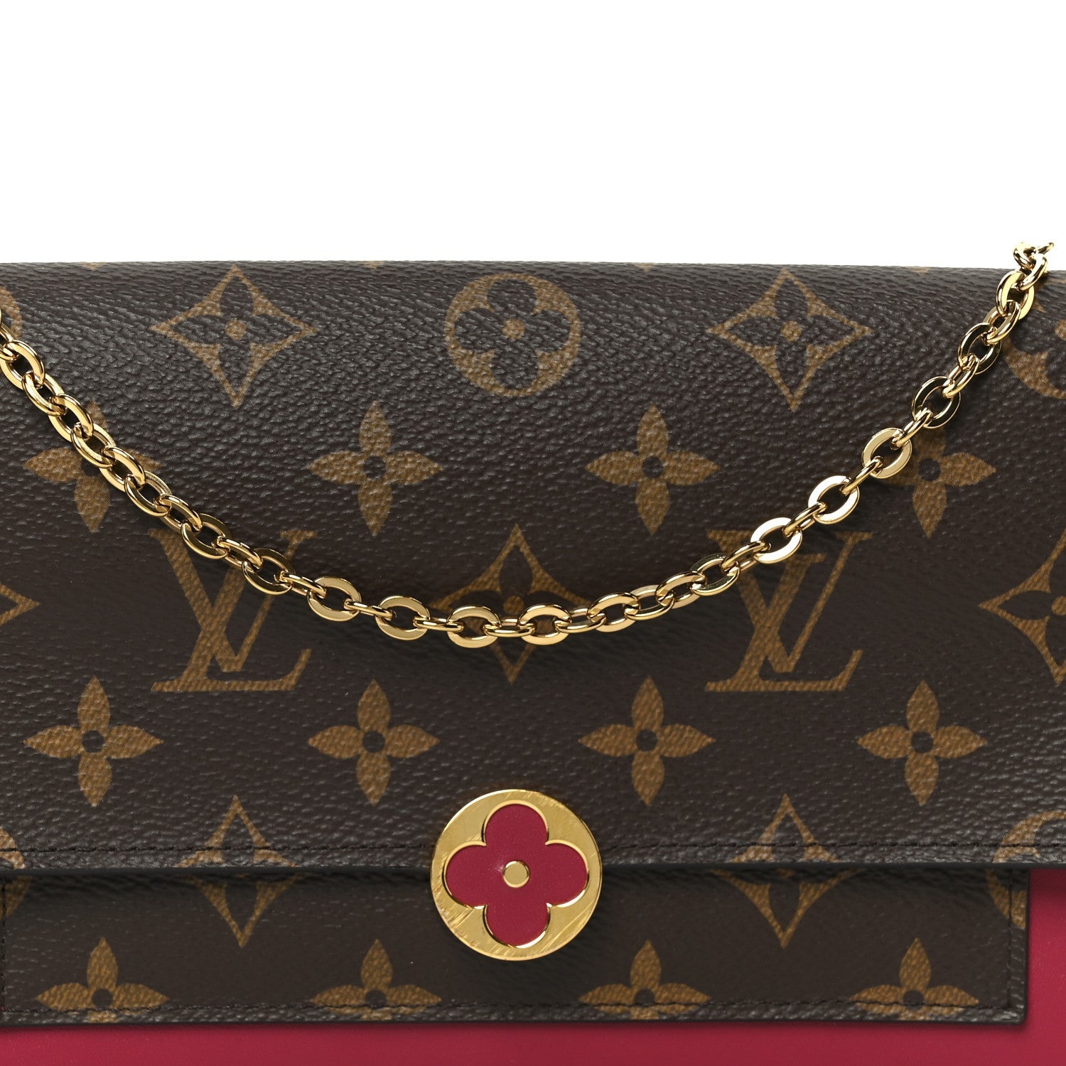 Louis Vuitton Monogram Flore Chain Wallet Fuchsia