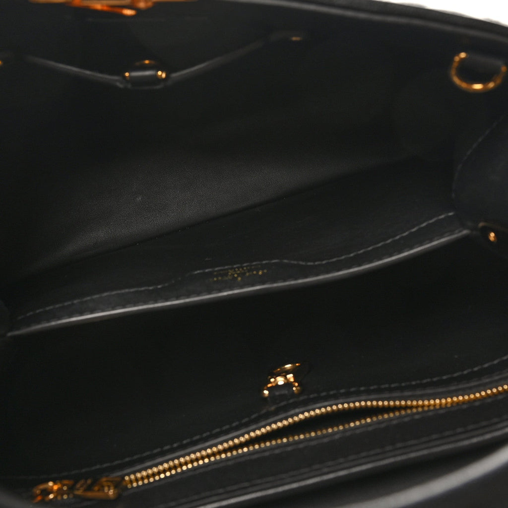 Louis Vuitton Lambskin Quilted Flower Capucines PM Black