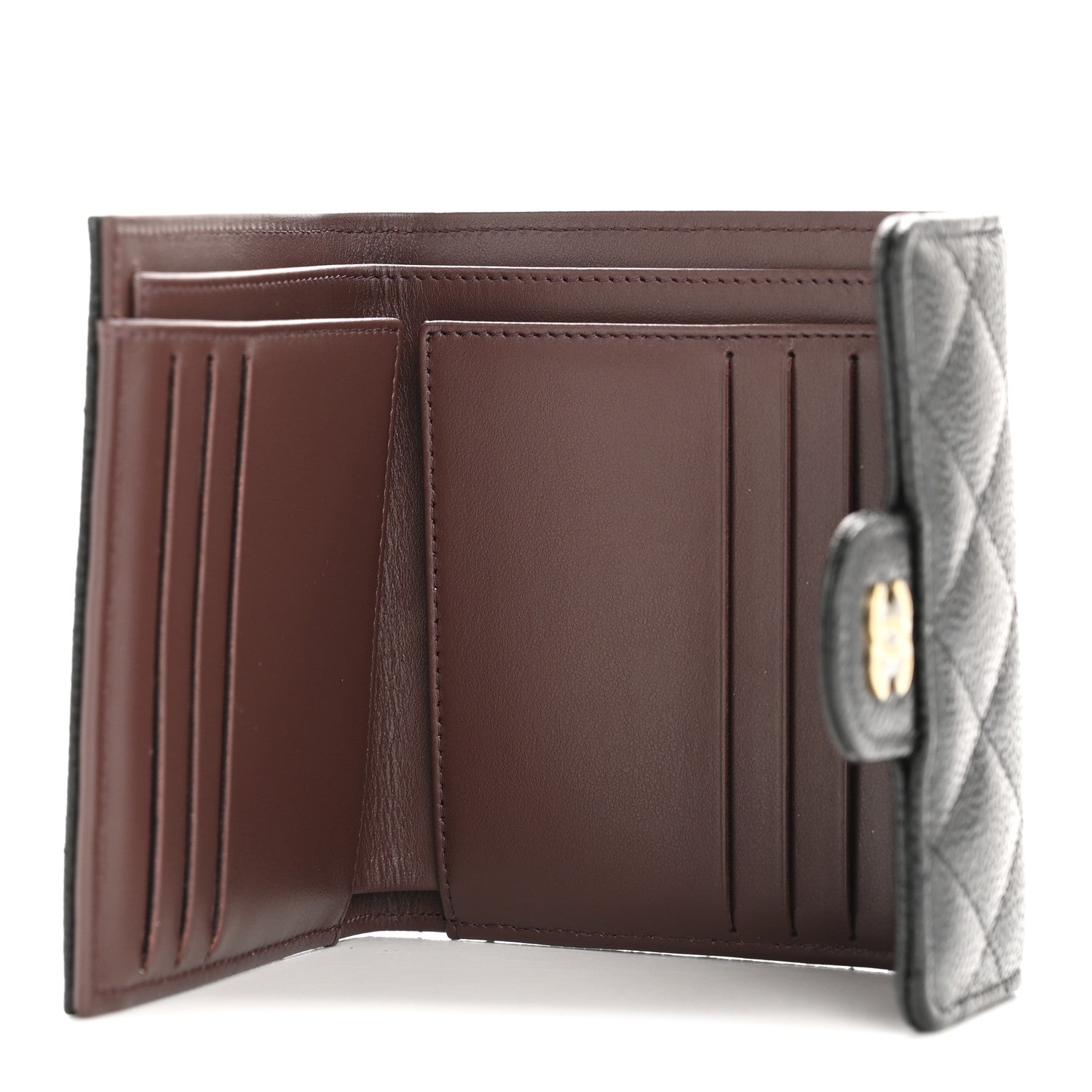 Caviar Quilted Compact Flap Wallet Black