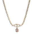 Crystal CC Pendant Choker Gold Pink