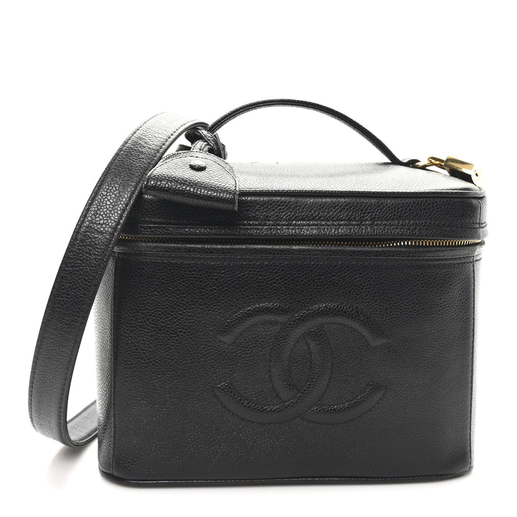 Chanel Caviar CC Vanity Train Case Black