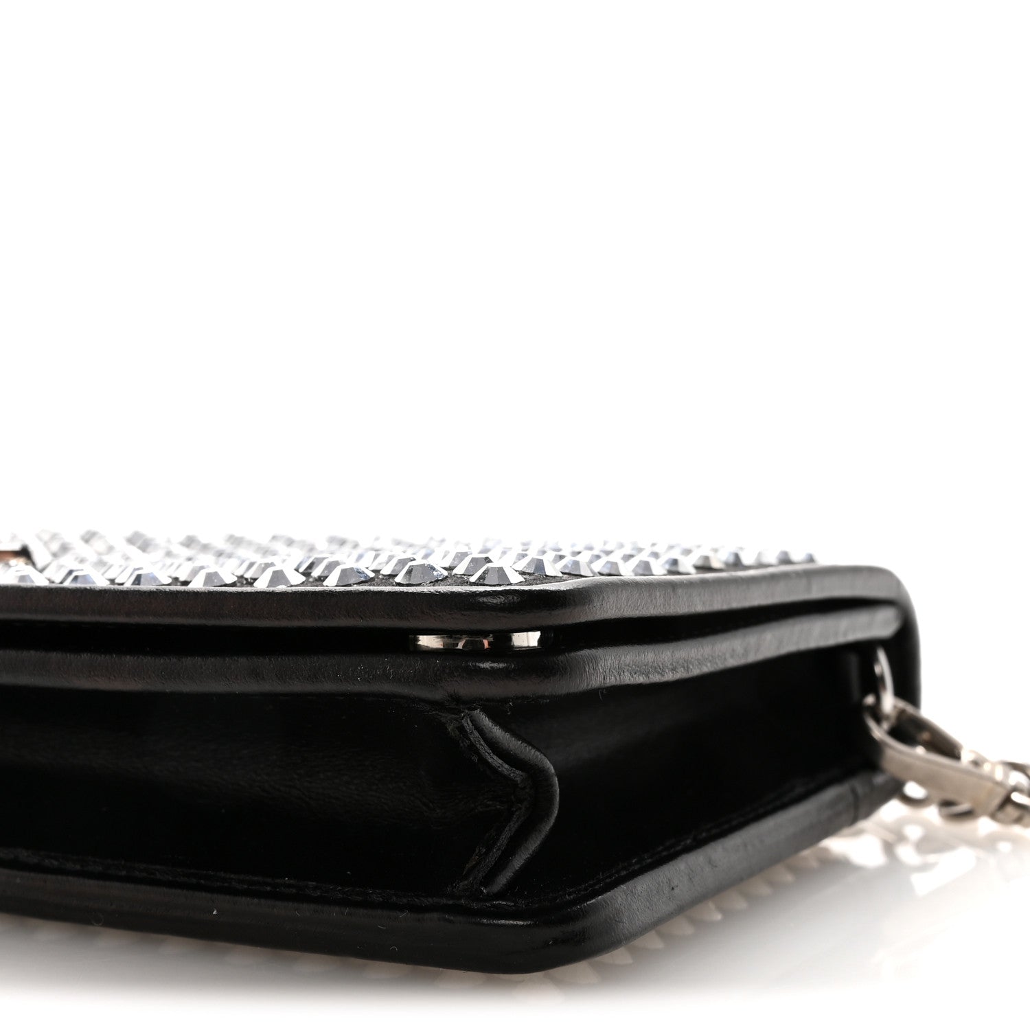 Prada Satin Crystal Metal Triangle Logo Mini Crossbody Bag Cristal