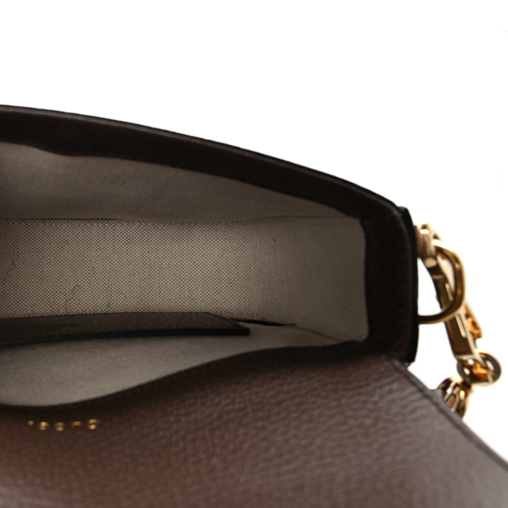 Gucci Monogram Jumbo GG Textured Dollar Calfskin Web Mini Horsebit 1955 Shoulder Bag Camel Ebony New Acero