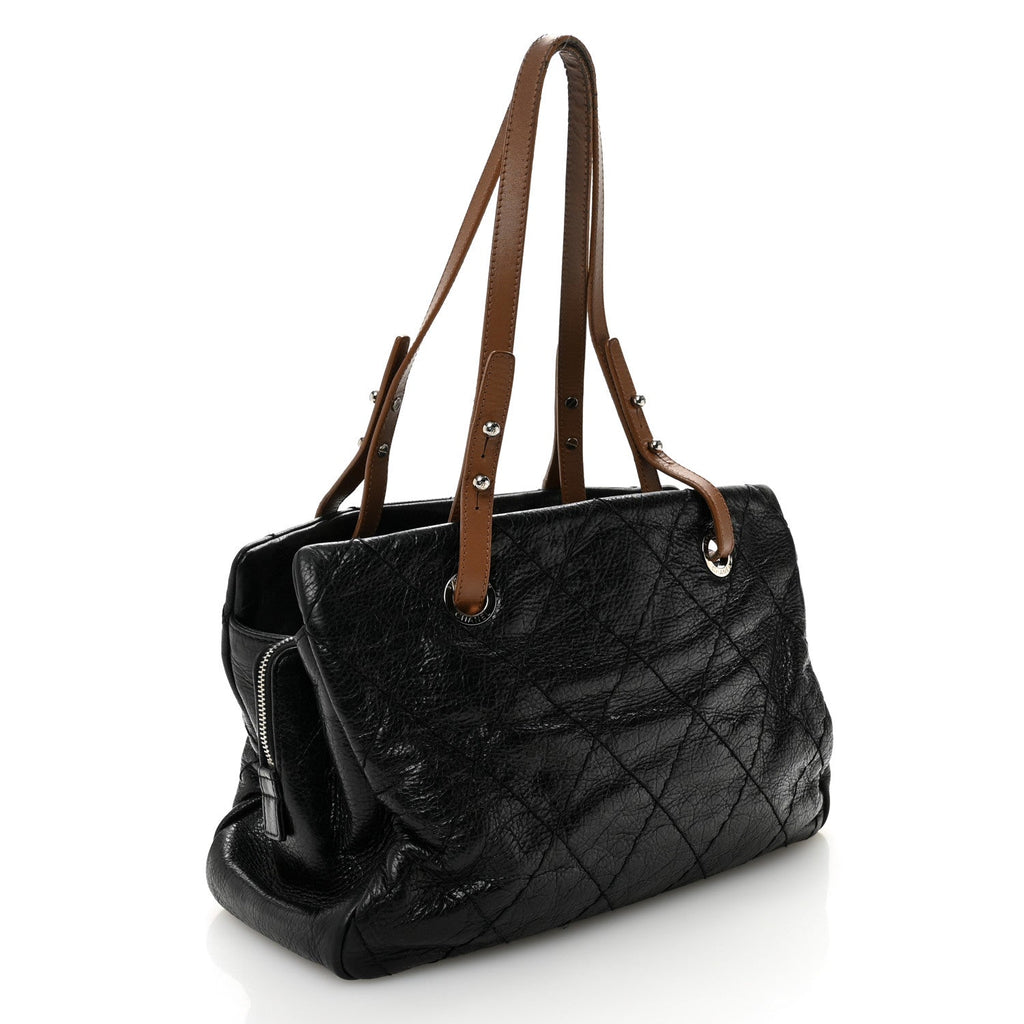 Chanel Glazed Calfskin On the Road Zip Tote Black
