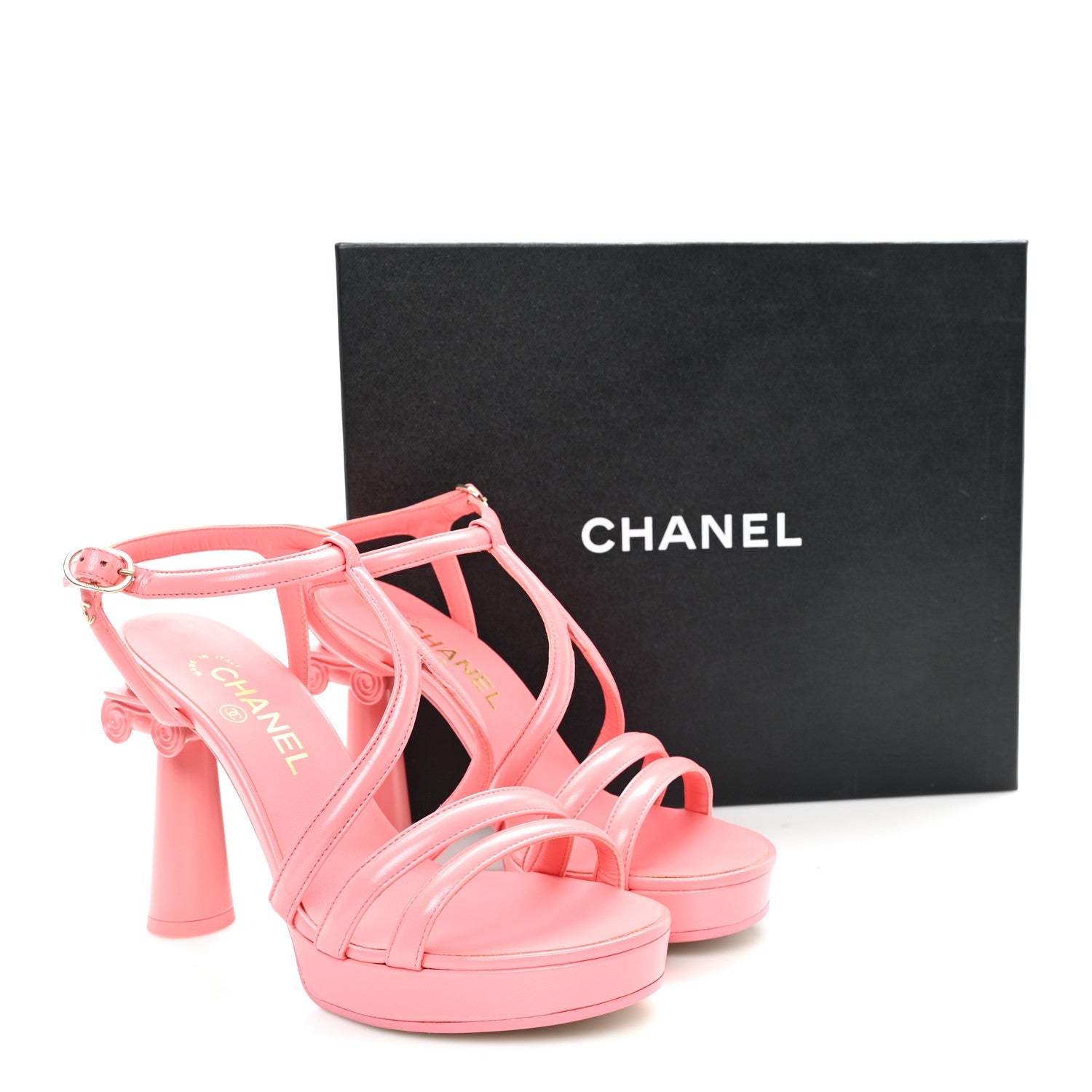 Goatskin Parthenon Platform Sandals 38.5 Pink