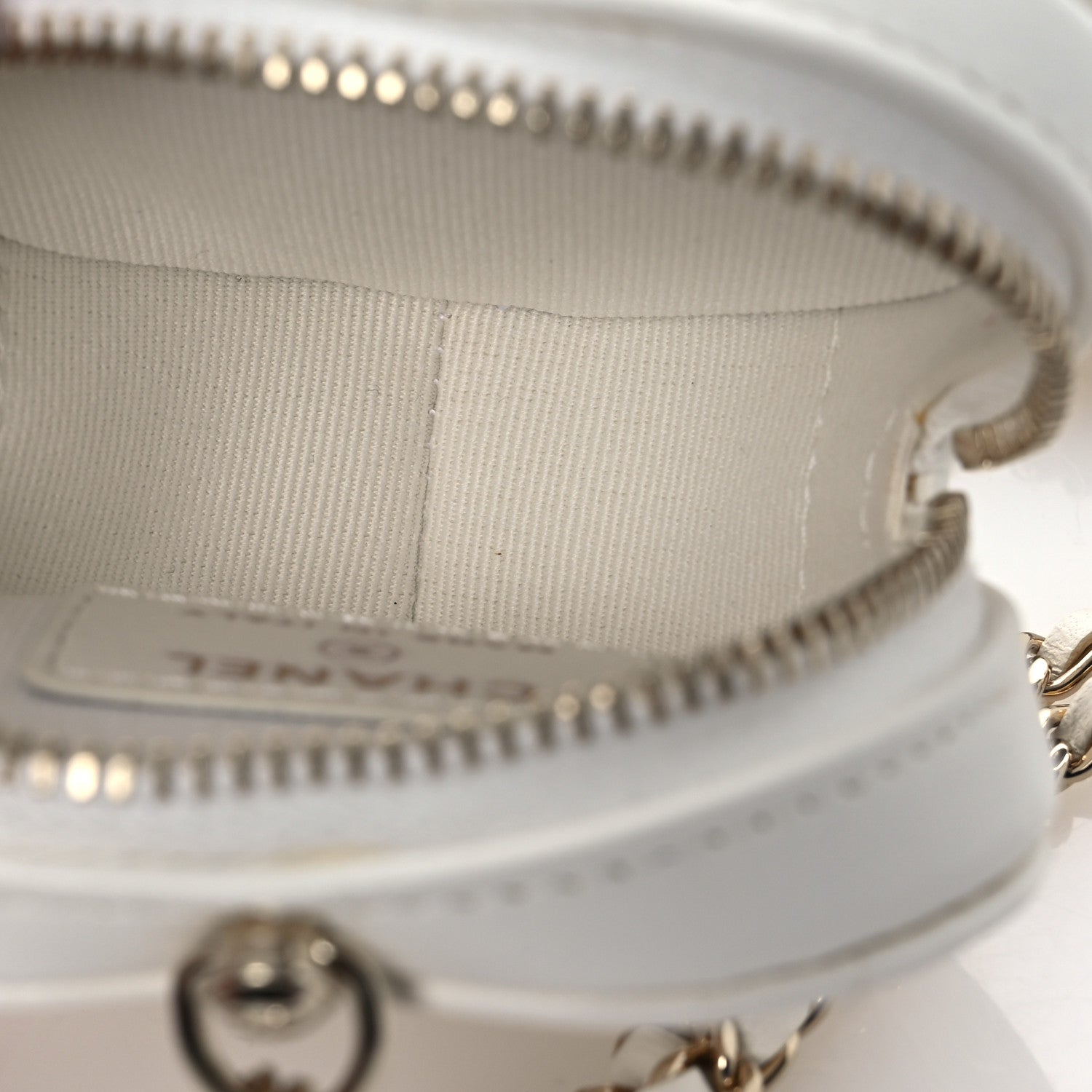 Chanel Lambskin Quilted CC In Love Heart Coin Purse With Chain White