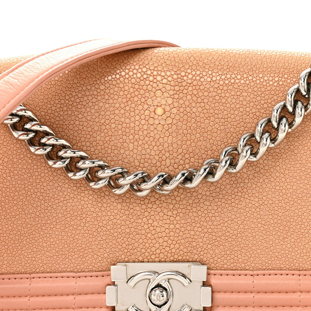 Chanel Galuchat Stingray Medium Boy Flap Pink