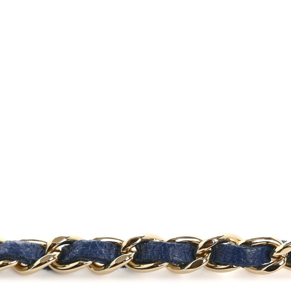 Chanel Denim Quilted Denim Mood Clutch With Chain Blue Multicolor