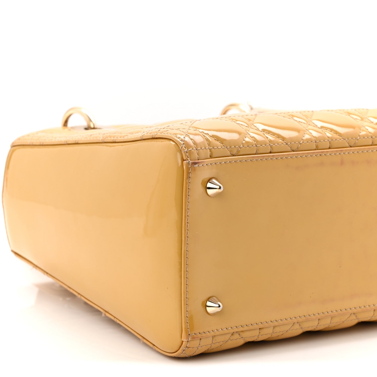 Christian Dior Patent Cannage Medium Lady Dior Beige
