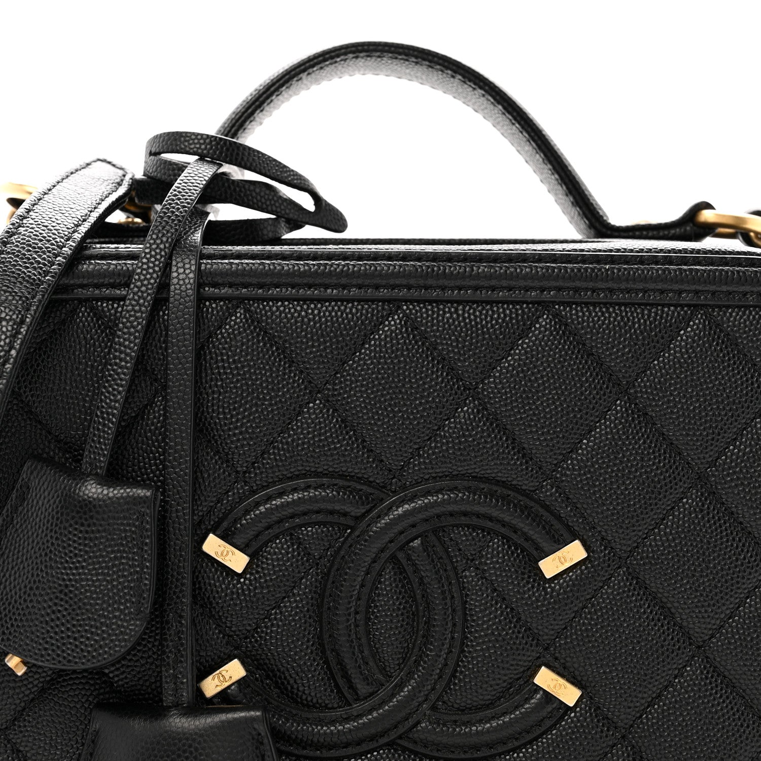 Chanel Caviar Quilted Medium CC Filigree Vanity Case Black
