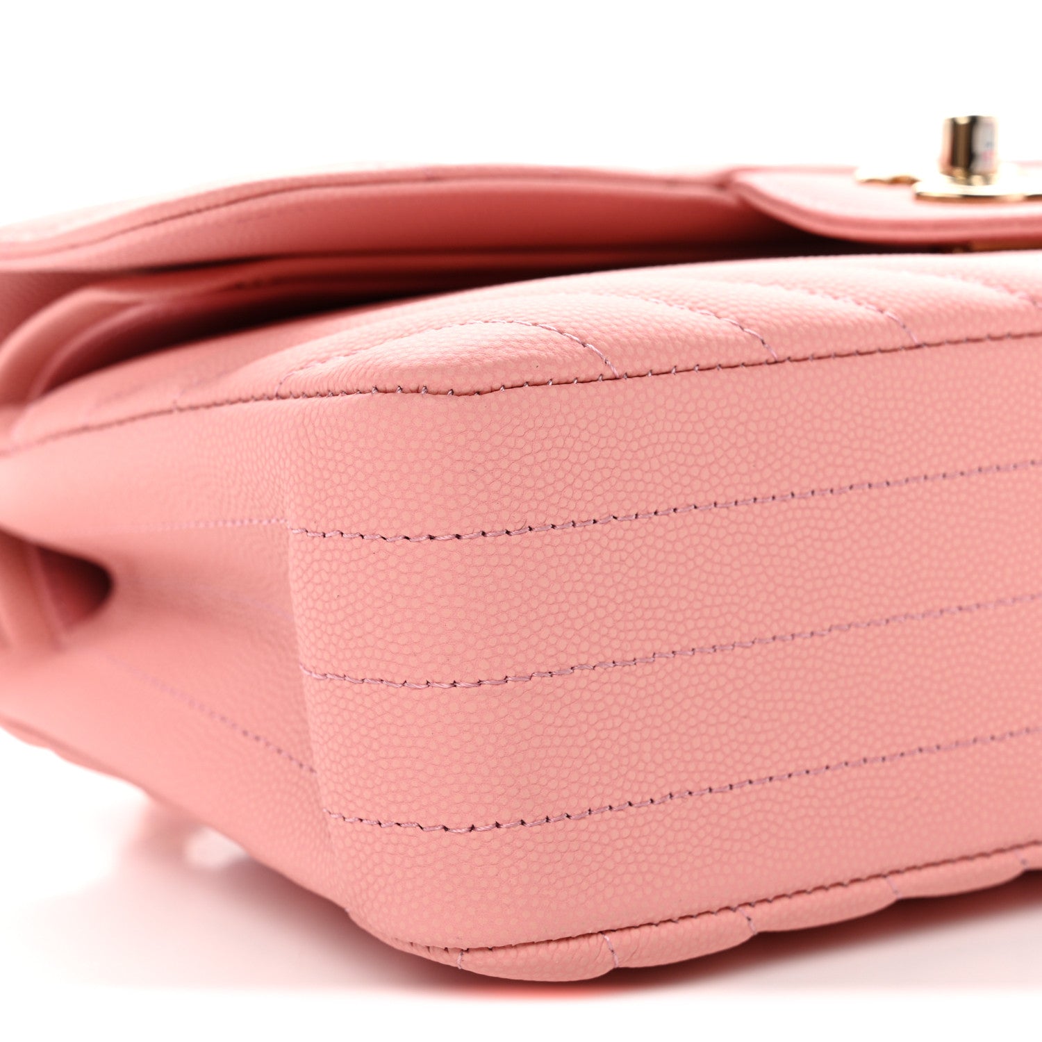 Chanel Caviar Chevron Quilted Small Double Flap Pink