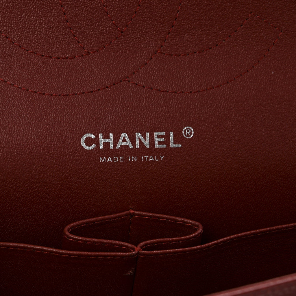 Chanel Caviar Quilted Jumbo Double Flap Dark Red