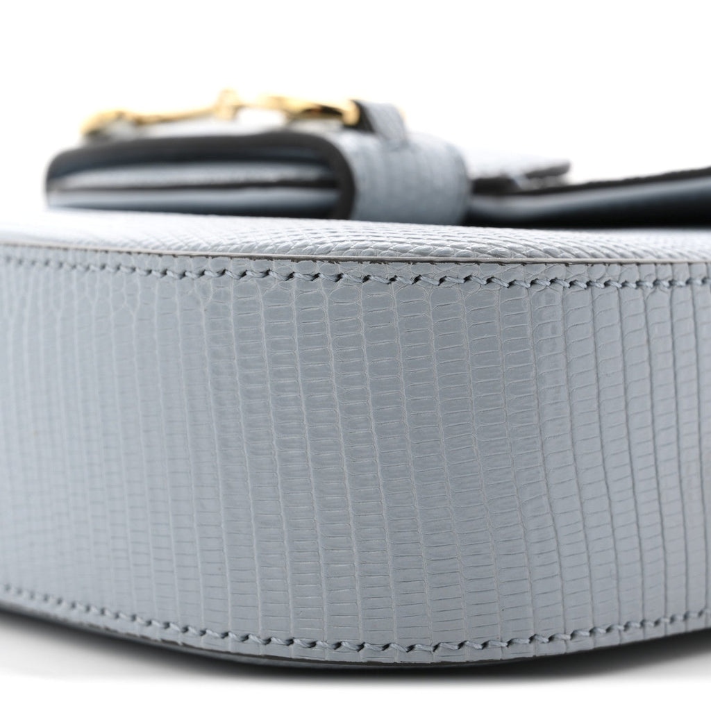 Gucci Lizard Web Mini Horsebit 1955 Shoulder Bag Light Blue