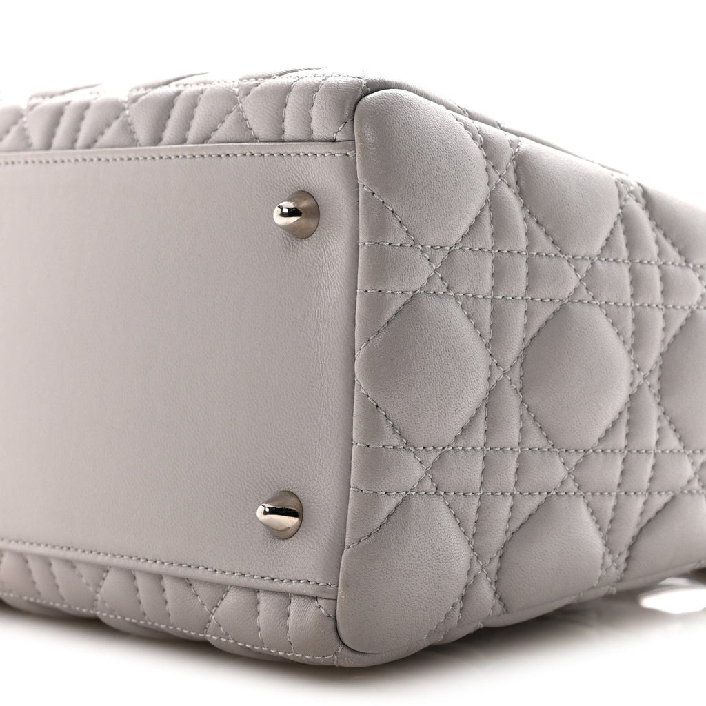Christian Dior Lambskin Cannage Medium Lady Dior Grey