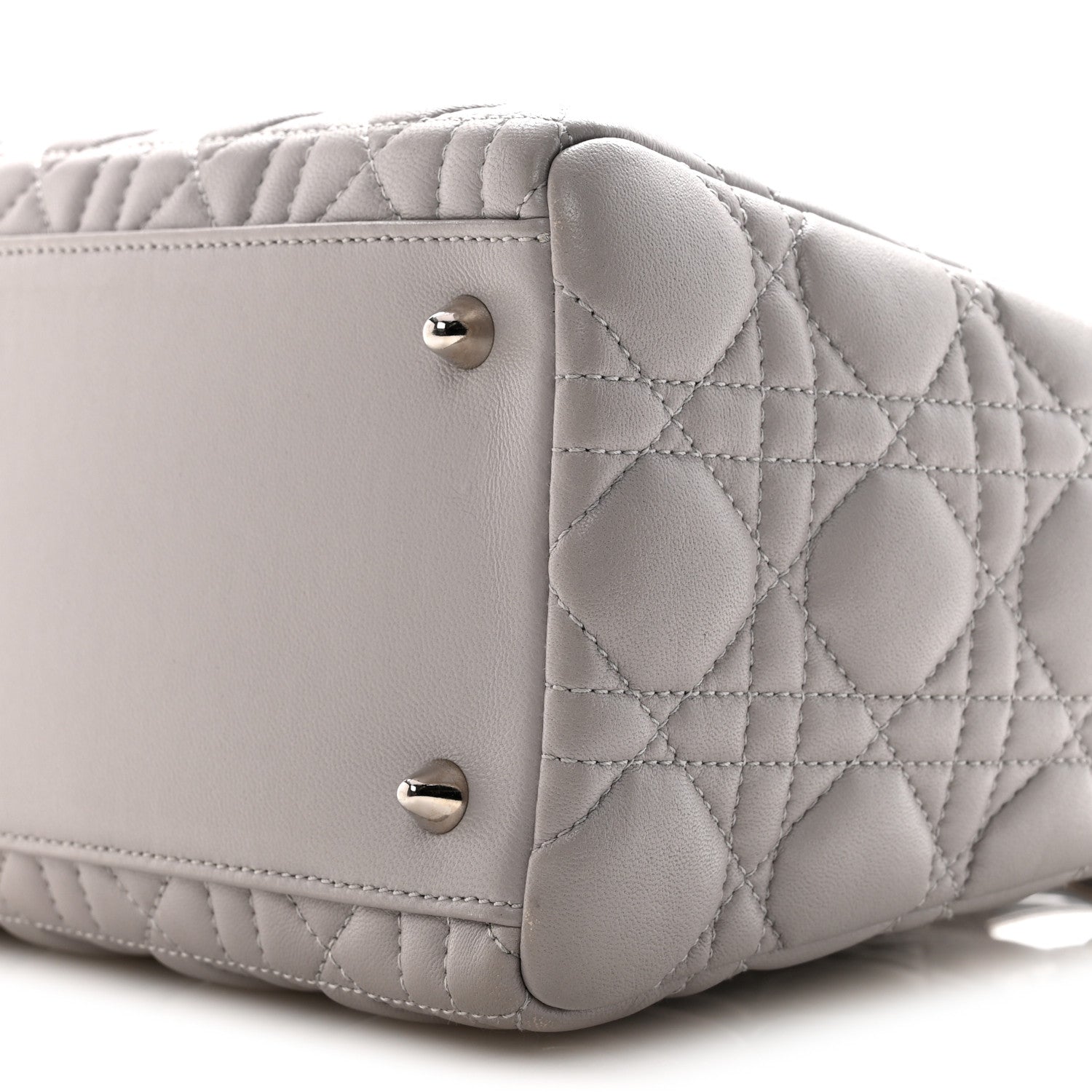Christian Dior Lambskin Cannage Medium Lady Dior Grey