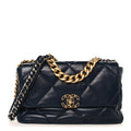 Chanel Lambskin Quilted Large Chanel 19 Flap Navy Blue