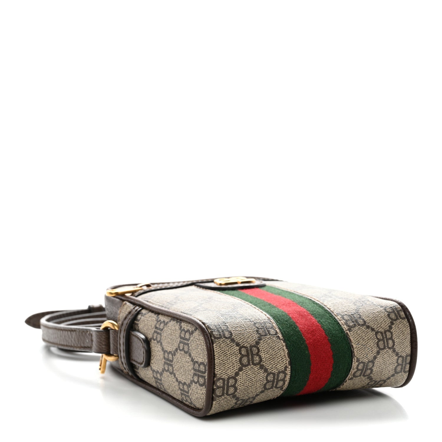 Gucci X BALENCIAGA BB Supreme Monogram Web Mini Ophidia Messenger Beige New Acero
