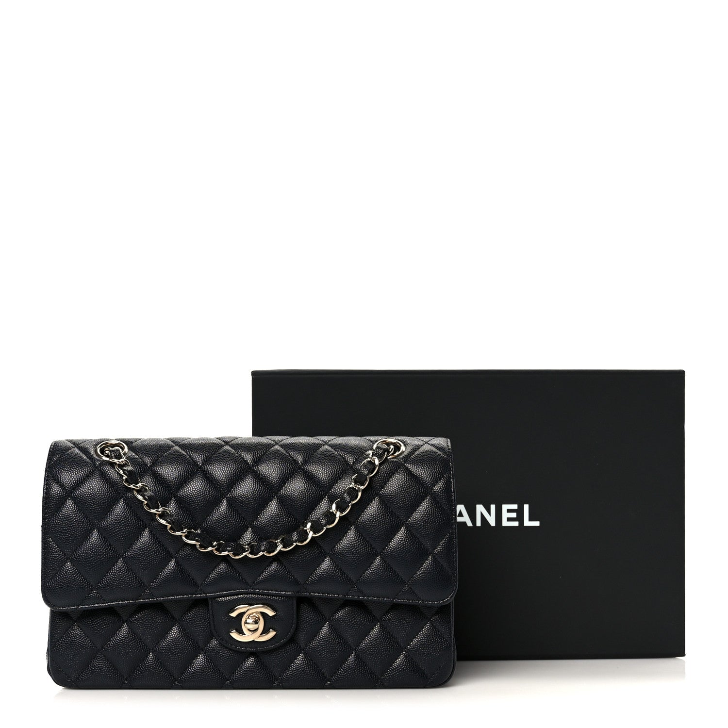 Chanel Caviar Quilted Medium Double Flap Navy