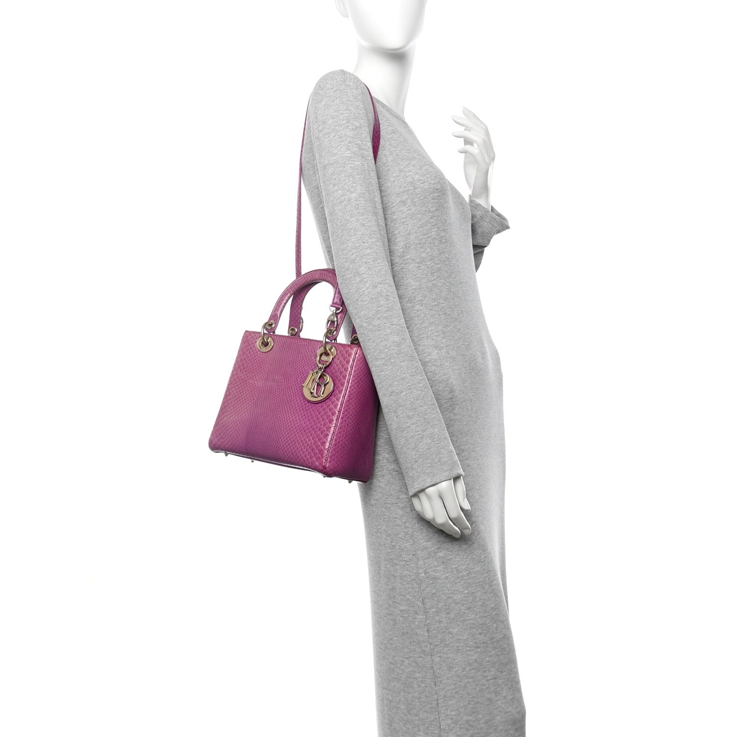 Christian Dior Snakeskin Medium Lady Dior Purple