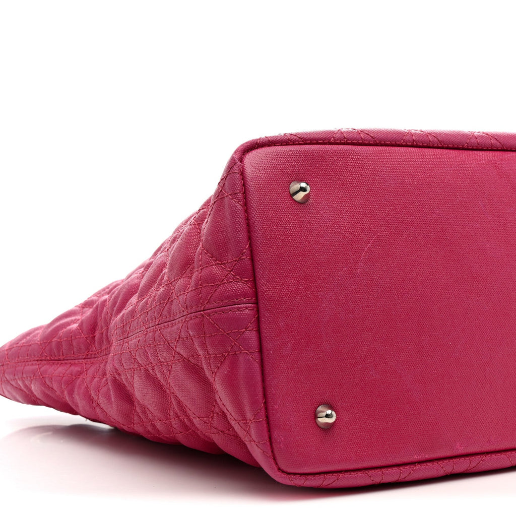 Christian Dior Coated Canvas Cannage Medium Panarea Tote Pink