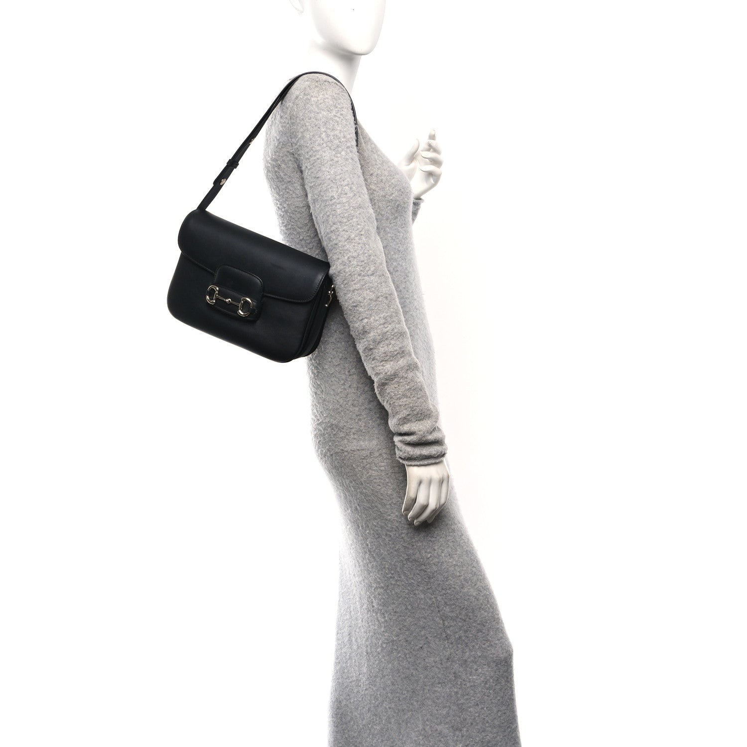 Gucci Arabella Calfskin Horsebit 1955 Soft Small Shoulder Bag Black