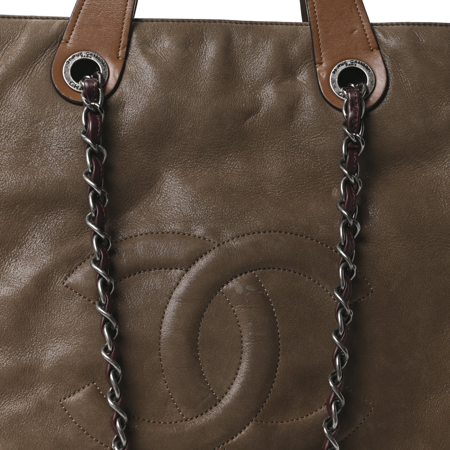 Chanel Iridescent Calfskin In The Mix Tall Tote Khaki