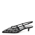 Gucci Tela Retino Kid Scamosciato Crystal GG Monogram Square G 35mm Slingback Pumps 37.5 Black