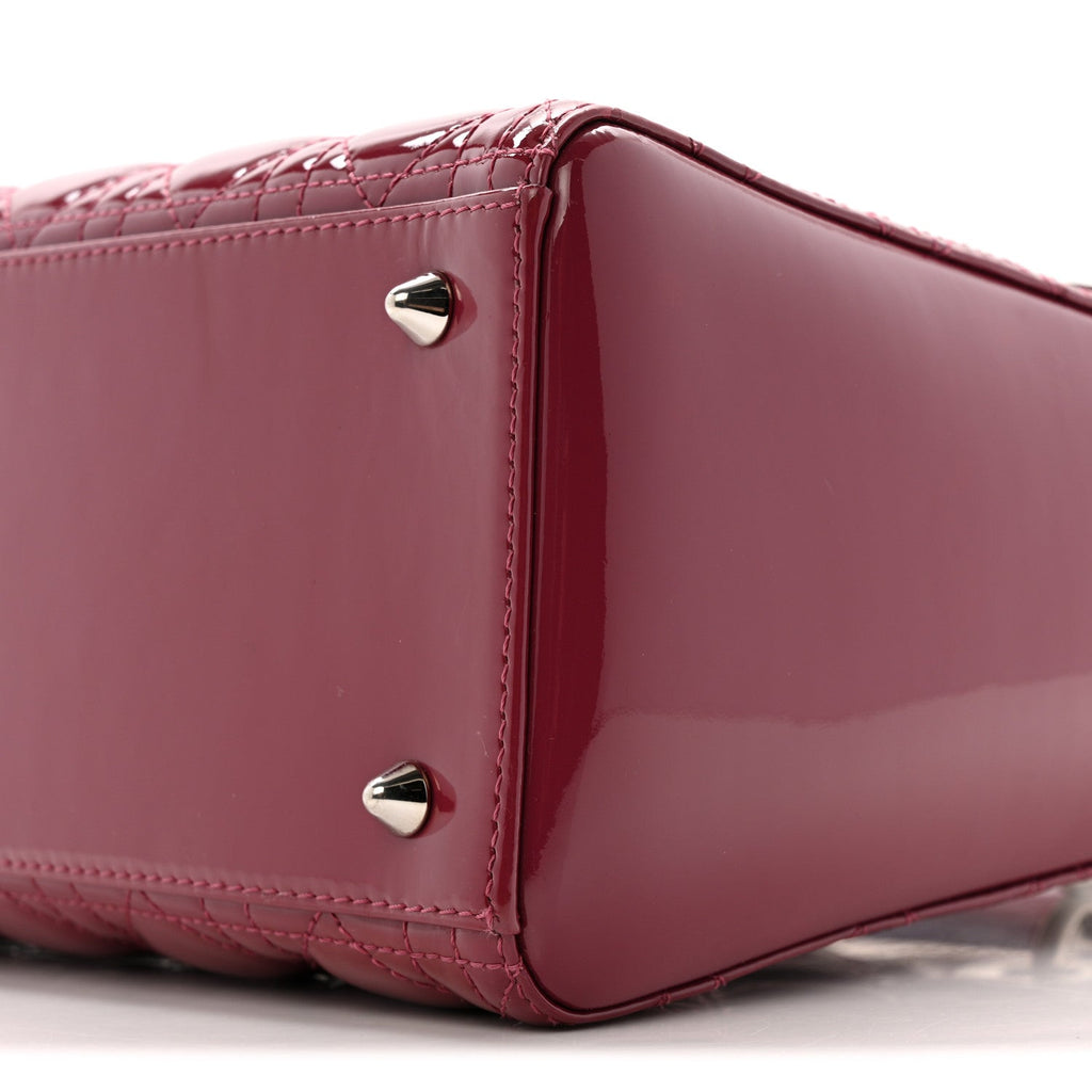 Christian Dior Patent Cannage Medium Lady Dior Dark Pink